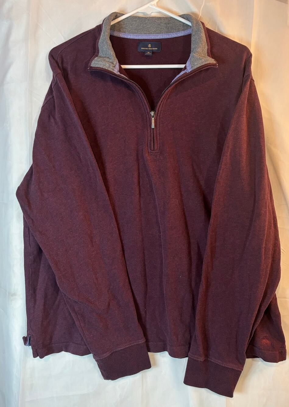 Brooks Brothers Bergundy 3/4 Zip Pullover Sweater Size XL